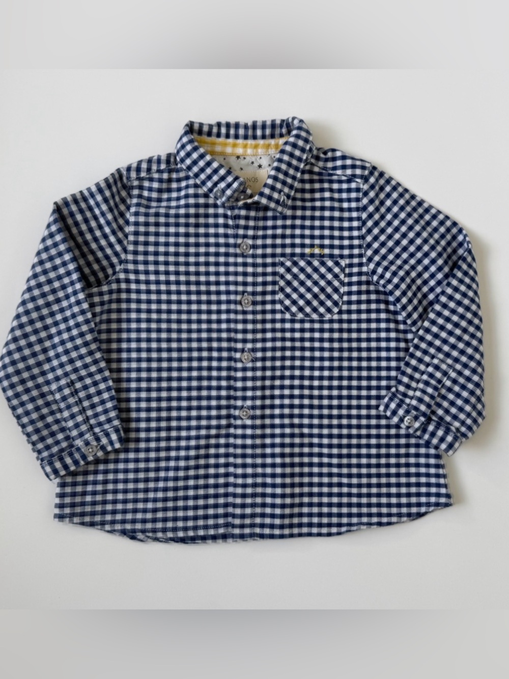 Nanos - Navy and White Gingham Button-Front Shirt